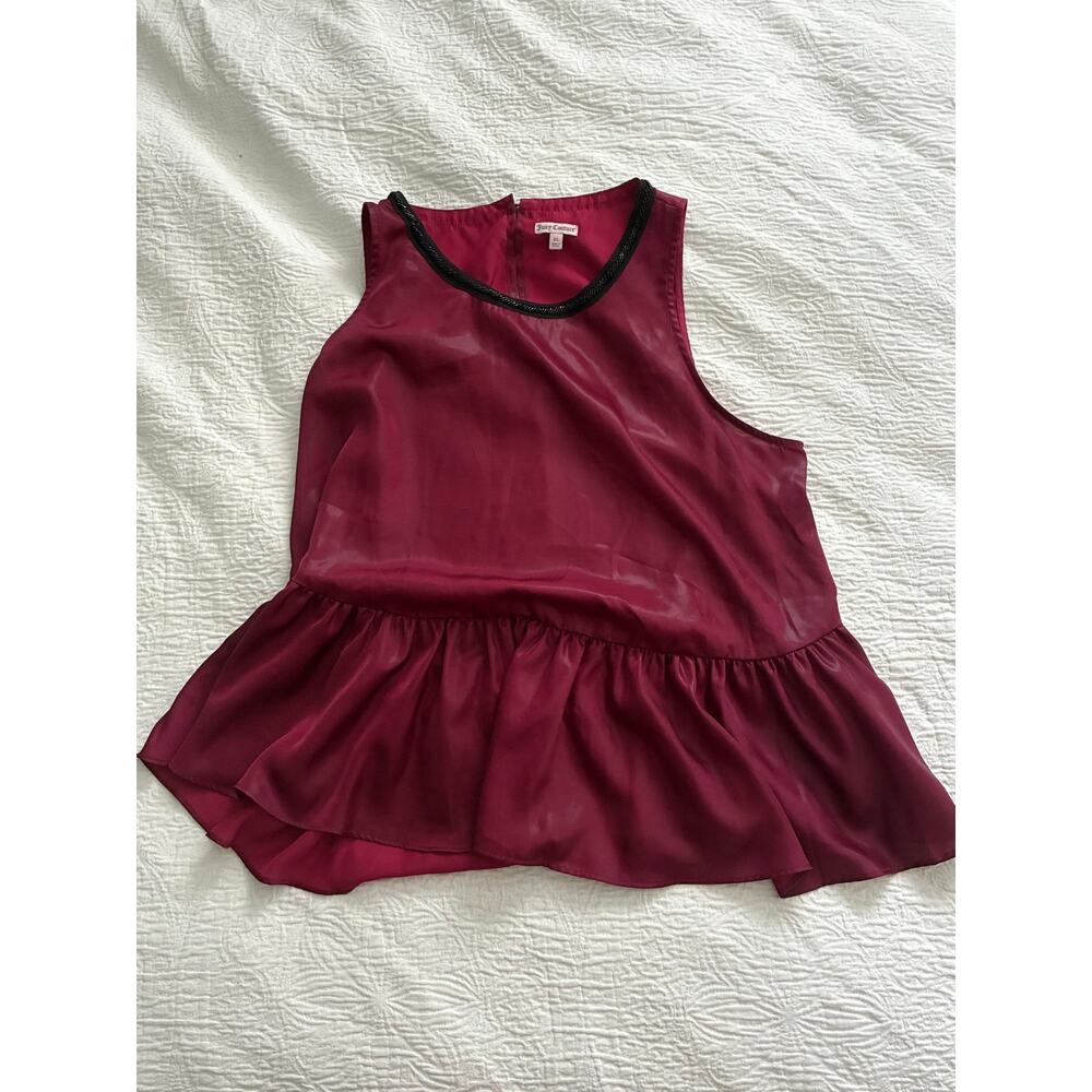 Juicy Couture Sleeveless Blouse with Peplum, Cranberry, XL